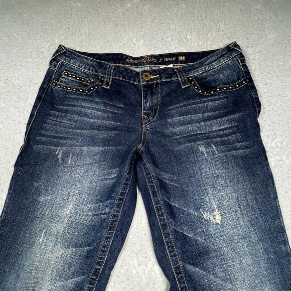 Revolution by Revolt Jeans Womens Juniors Size 15 Blue Denim Flared Jeans - Picture 3 of 11